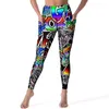 Calças ativas palavra graffiti arte de rua leggings com bolsos carta impressão padrão yoga cintura alta fitness legging doce elástico