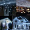 Curtains Festoon Icicle LED Curtain Garland on The Window DC 24V Fairy Lights with Remote New Year Garland Led Lights Christmas Decora