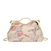Evening Bags High Quality Portable Bag 2024 Fashionable Chinese Style Clamshell Embroidered Flower Chain Crossbody