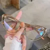 Occhiali da sole Retro Cat Eye per donna Uomo Occhiali anti luce blu trasparenti Occhiali da vista con montatura a triangolo moda Occhiali da lettura