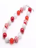 Affascinante collana di perline grosse rosse bianche per bambiniBambine Ragazze Collana robusta di gomma da masticare Gioielli di perline di moda per la festa4504121