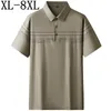 8XL 7XL 6XL Ice Silk Breathable Polo Shirt Men Summer Short Sleeve Loose Mens Shirts High End Casual Mens TShirts 240312