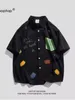 Camicie casual da uomo Camicia a maniche corte Stile coreano Primavera Estate Cotone monopetto Stampa a colori Coppia Allentata Top Fashion