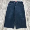 Jeans da uomo Y2K Vintage da uomo JNCO Hip Hop Streetwear Graphic Goth Pantaloni larghi in denim da donna Harajuku Gamba larga casual