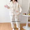 Winter Air Confinement Women Cotton Yarn Sleepwear Female 2 Piece Set Cute Cartoon Spring Home Clothes