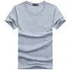 Costumes pour hommes B1247 Style décontracté plaine couleur unie T-shirts coton bleu marine coupe régulière été hauts T-shirts homme vêtements