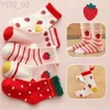 Детские носки 5 пар/лот Детские мягкие хлопчатобумажные носки Корейские носки с цветочным принтом и сердечками для маленьких девочек Осень-зима Теплые детские носки среднего размера YQ240314