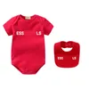 Ess Babys Jumpsuit Designer Rompers 2ピースセット新生児ピュアコットン短袖ボディスーツクラシックプリントキッズRomper CSD2403146-6
