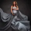 Maternidade pogal prop vestido sem alças macio chiffon capa tule manto simples modelagem tecido gravidez po shoot accessorie 240309