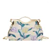 Bolsas de noche Bolsa portátil de alta calidad 2024 Moda estilo chino Clamshell bordado cadena de flores crossbody