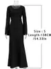 Vestidos informales básicos Tossy negro satén vendaje Maxi vestido mujeres Slin cintura alta moda Patchwork elegante vestido de manga larga vestido de mujer Long DressL2403