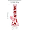 1pc,25.5cm/10in,Handdrawn Cartoon Love /Lips/Kiss Pattern Cigarette Set, Borosilicate Pink Glass Water Pipe,Glass Bongs,Glass Hookah,Handmade Handicraft