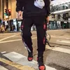 Klassiska streetwear hiphop joggers män brev band lastbyxor fickor spår taktiska avslappnade manliga byxor Sweatpant KZ99 240228