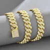 Popular Mens Jewelry 15mm Diamond Inlaid Hip Hop Accessory Gold Chain Necklace