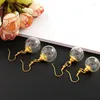 Dangle Earrings 1Pair Glass Ball With Preglued Screw Cap Earring Globe Transparent Clear Jewelry Gift