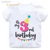 T-shirts Girl Birthday Cartoon T Shirt for Girls Tshirt number 2 3 4 5 6 7 8 Graphic Kids Clothes Boys Letter Print Summer Short Sleeved ldd240314