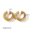 Stainless Steel Oversize y Round Circle Ear Clip Earring Gold Plated Snakeskin Cuff Thick Earclips Jewelry 240305