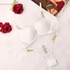 Bras Sets Rhinestone Shoulder Strap Ladies Underwear Two-piece Sexy Gathered Lace Bra Set Panties Wholesale