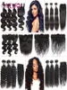 Günstige Brasilianisches Reines Haar Spitze Frontal Bundles 9a Grade Peruanische Echthaarverlängerungen Tiefe Welle Lockiges Haar Webt Verschluss mit 5874479