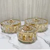 Francuski kryształowy szklany pudełko biżuteria metalowa sztuka słoik z pokrywką owocowy deser kosmetyczny herbata do przechowywania tray dekoracja domu 240309