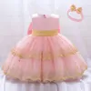 Robes d'été pour bébés filles, avec nœud en dentelle, robe de princesse de baptême pour filles, robe de fête d'anniversaire, robe de baptême pour tout-petits 240307