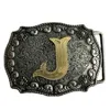 1 datorer Guld initial brevspänne Hebillas Cinturon Men's Western Cowboy Metal Belt Buckle Fit 4cm breda bälten257U