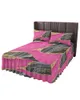 Bed Skirt Pink Marble Texture Elastic Fitted Bedspread With Pillowcases Protector Mattress Cover Bedding Set Sheet