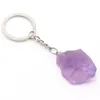 Natural Stone Raw Key Chain Rough Gemstone Keychain Natural Crystal Gem Stone Keyring Holders Fashion Jewelry