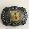 1 datorer Guld initial brevspänne Hebillas Cinturon Men's Western Cowboy Metal Belt Buckle Fit 4cm breda bälten257U