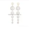 Charm Large And Small Pearl Long Earrings Alloy Pendant Fashion Accessories Gd1156 Drop Delivery Jewelry Dhsdg