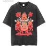 T-shirts hommes hommes streetwear japonais anime graphique imprimé noir lavé t-shirt harajuku coton décontracté été court slve hauts y240321