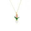Necklace Earrings Set Plant Pot Flower Hyacinth Jewelry For Woman 2024 Trend