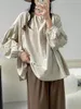 Blusas femininas estilo japonês mori menina bordado o-pescoço manga comprida camisa solta casual algodão blusa feminina