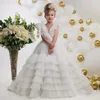 Mädchenkleider Wunderschönes Prinzessin-Fancy-Event-Blumenkleid für die Hochzeit Mehrstufiger Tüll Kinder Erstkommunion Besonderer Mädchentag