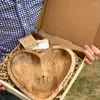 Tigelas em forma de coração de madeira tigela decoração rústica peça central para armários de quarto mesas de cabeceira e