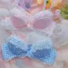 Bras Sets Japanese Bra And Panty Set Teenage Girls Without Steel Ring Lingerie Sexy Plaid Lace Sweet Cotton Cup Underwear Female