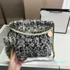 designer vrouw handtassen crossbody tassen dames parelketting tote textuur wollen doek pluizige handtas kleine portemonnee