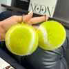 Söt riktig kanin/rex päls tennis nyckelring pompom päls boll väska