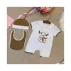 مجموعات الملابس Cotton Kids الأطفال حديثي الولادة مجموعة الأطفال طفل طفل طفل يضيف قبعة وبدلة مريلة ملابس الصيف بوي فتاة رومبير إسقاط التسليم OTMKX