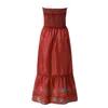 Casual Dresses Boho Floral Printing Dress Strapless Sleeveless Ruffle Hem Sundress Beach Style Maxi Tiered Vestidos