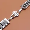 18mm 20mm 21mm 22mm 23 24mm Watchband Rem armband med fjärilspänne och svart färgpolerad rostfritt stål Metall W266J