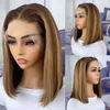 Highlight P4/27 Peruvian Remy Hair Short Bob Ombre Human Hair Wigs Blond Wig Straight Bob Wig 13x6x1 Lace Front Wigs for Women