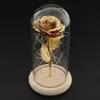 Couvercle en verre rose en feuille d'or 24K avec lumière LED, décoration créative pour cadeau de saint-valentin, 230809