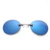 Sonnenbrille 1/2PCS Mode Clip auf Nase Männer Gläser 2024 Vintage Mini Runde Sonne Matrix Randlos