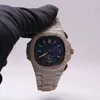 Iced Out Diamond Watch الفولاذ المقاوم للصدأ رجال الهيب هوب بوستدو لادوار