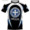 メンズTシャツメンズの幾何学ラインのためのHellas TシャツGrce Flug National Emblem Printed Mens Tシャツ大strtカジュアルメンズTシャツY240314