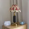 Lampy stołowe koreańskie vintage plisowane do sypialni nocna dekoracja salonu retro nordycka lampa biurka nocna stał