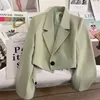 WPTCXH Office Croped Blazers Spring Women Street Long Sleeve Suit Jacket Autumn Winter Fashion Women Blazer Versatile 240229