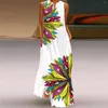 Casual Kleider Sommer Retro Floral Gedruckt Schmetterling Langes Kleid Frauen Lose V-ausschnitt Ärmellose Vintage Dame Maxi Strand Robe 2024