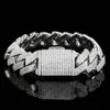 Jewelry Hip Hop 18mm Diamond Three Rows Cuban Chain Coarse Copper Set Zircon Men's Bracelet